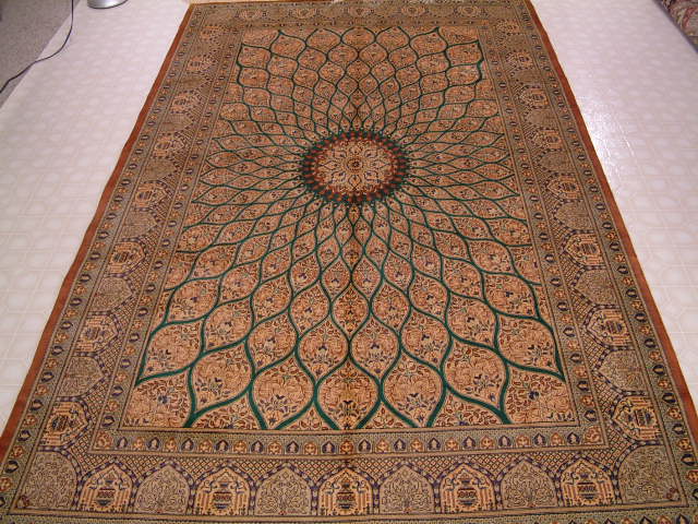 Qom PURE SILK Persian rug #1236, click on the picture or description for more details about the Persian carpets.