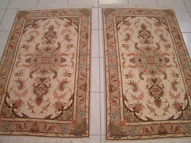 Twin set Tabriz Persian rugs #3146, click on the picture or description for more details about the Persian carpets.