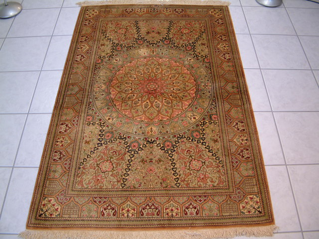 Qom Persian rug #3149, click on the picture or description for more details about the Persian carpets.