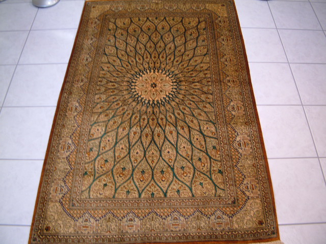 Qom Persian rug #3151, click on the picture or description for more details about the Persian carpets.