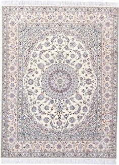 9ft 270cm beige silk nain persian rug
