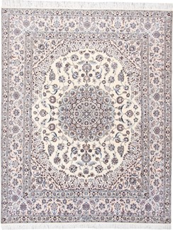 8ftx6ft beige silk nain persian rug
