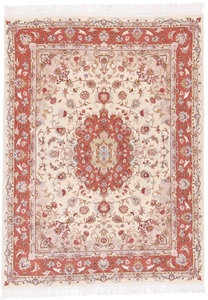 6x4 beige tabriz persian rug with silk