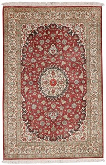 4ft 120cm rust colored silk qum persian rug