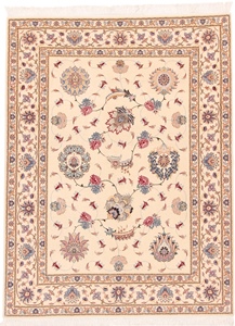 6x5 beige tabriz persian rug with silk
