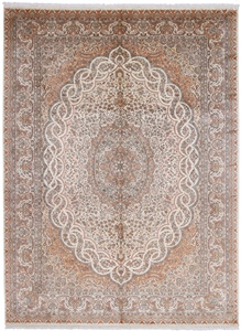 11x8 light color silk kashmir persian rug