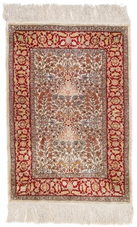 3ft by 2ft silk hereke turkish rug