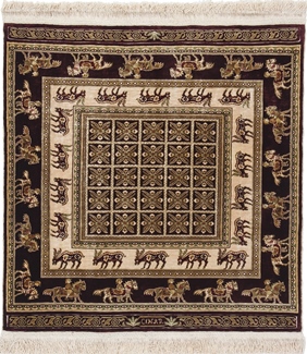 square pazyryk hereke silk carpet