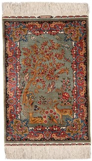 old pictorial hereke ozipek silk turkish carpet
