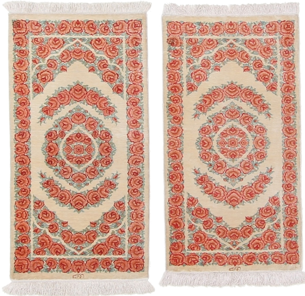 Twin silk Qum Persian rug