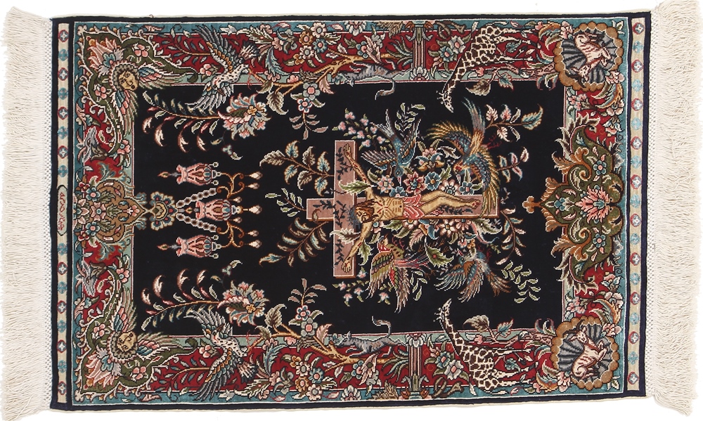 hereke cinar silk carpet biblical jesus crucification