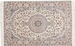 6ft 180cm beige silk nain persian rug