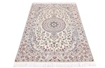 6ft 180cm beige silk nain persian rug