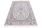 7ft 220cm beige silk nain persian rug