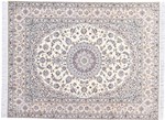 9ft 270cm beige silk nain persian rug