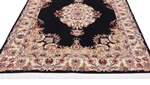 7x5 dark blue tabriz persian rug with silk