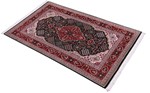 4ft 120cm green geometric silk qum persian rug