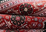 4ft 120cm green geometric silk qum persian rug