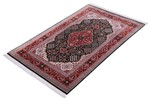 4ft 120cm green geometric silk qum persian rug
