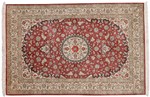 4ft 120cm rust colored silk qum persian rug