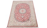4ft 120cm rust colored silk qum persian rug
