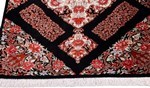 4ft 120cm black floral silk qum persian rug