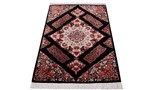 4ft 120cm black floral silk qum persian rug
