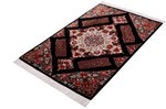 4ft 120cm black floral silk qum persian rug