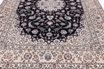 10x6 blue silk nain persian rug