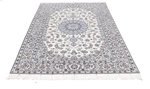 7x5 beige silk nain persian rug