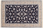 6x4 blue silk nain persian rug
