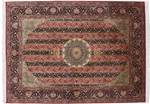 red black color silk rug