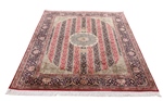red black color silk rug