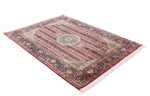 red black color silk rug