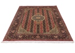 red black color silk rug