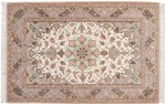 luxurious beige silk isfahan carpet