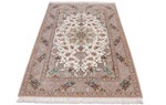 luxurious beige silk isfahan carpet