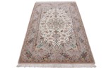 luxurious beige silk isfahan carpet