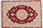 150x100cm red tabriz persian rug with silk