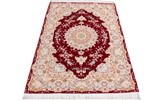 150x100cm red tabriz persian rug with silk