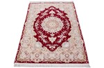 150x100cm red tabriz persian rug with silk