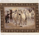 pictorial animal horses hereke silk carpet