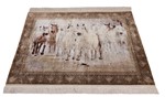 pictorial animal horses hereke silk carpet