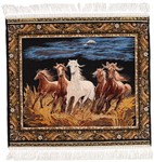 khan khali hereke silk carpet pictorial horses carpet