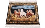 khan khali hereke silk carpet pictorial horses carpet