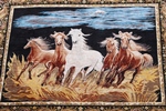 khan khali hereke silk carpet pictorial horses carpet