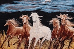 khan khali hereke silk carpet pictorial horses carpet