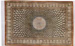 green gold qum silk persian carpet dome gonbad design