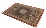 green gold qum silk persian carpet dome gonbad design