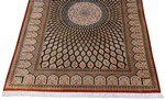 green gold qum silk persian carpet dome gonbad design